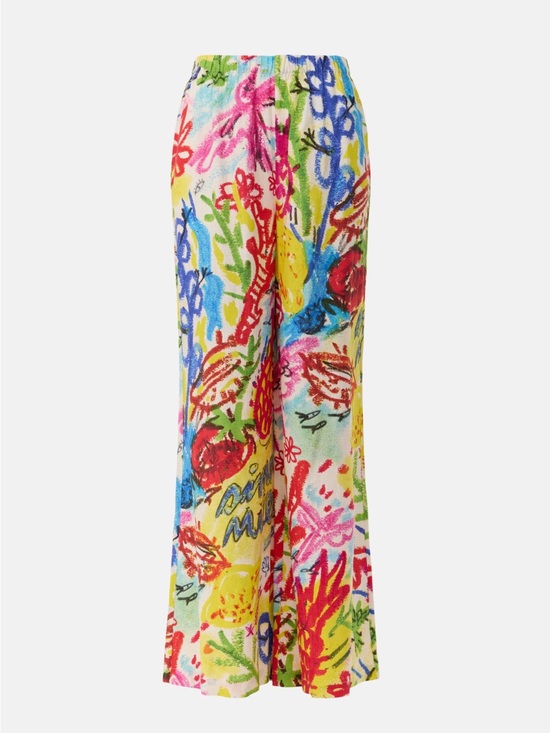 Simon Miller Pants - Colorful Abstract Floral Wide-Leg Lounge Pants